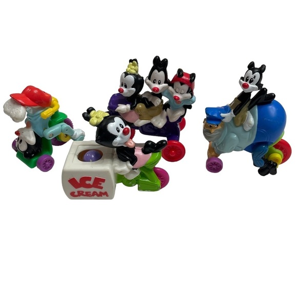 LOT 1994 McDonalds 4 Animaniacs Roller Car Plastic Toys - Picture 1 of 5